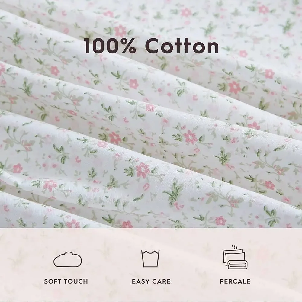NWT❤️Laura Ashley -Cotton Percale QUEEN Bedding Sheet Set